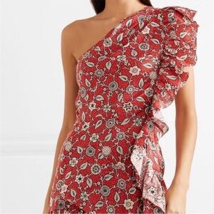 Isabel Marant Etoile Teller Mini Dress Brick Red